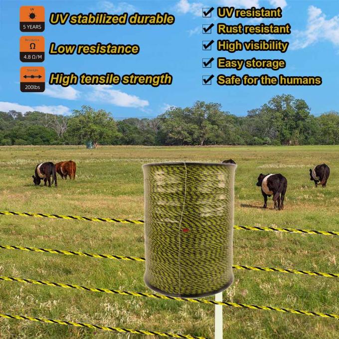Portable Electric Fence Polywire, Electric Fence Wire with 9 Strands ...