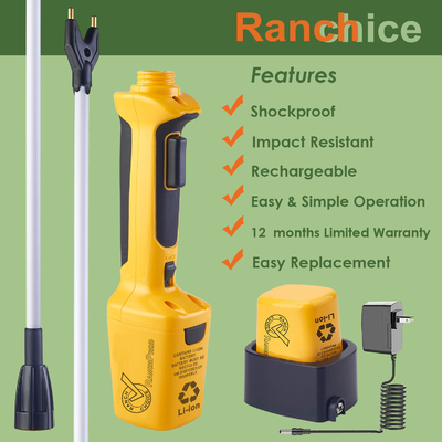 RANCH CHOICE Rechargeable Livestock Prod Electric Cattle Prod for Cow Dog prod Animal prod Hot Shock with Flexible Shaft