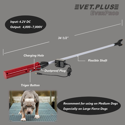 VETPLUS Rechargeable Livestock Prod for Dog, Hog prod, Goat prod, Sheep prod, with Flexible Shaft. Total Length 34 1/2",