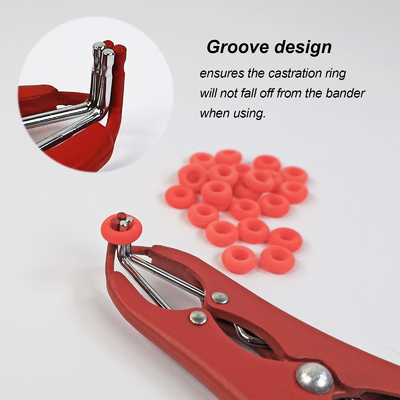Castration Bander For Goats, 100Pcs Latex orange Castrator Rings, red Balloon Expander Pliers Set