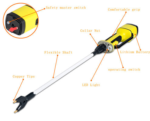 5.5W Yellow Electric Shock Prod 27.5CM Electric Cattle Prods IP67 For Sheep
