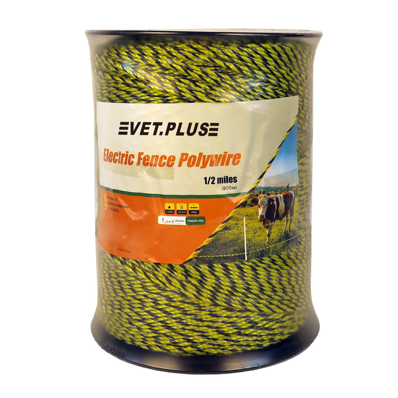 Portable Electric Fence Polywire with 9 Strands Stainless Steel Conductors for Reliable Conductivity, UV Rust Resistant