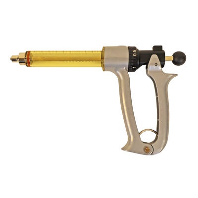 25ML Semi Automatic Livestock Syringe, 5 Gears Adjustable Continuous Repeating Syringe for Farm Ranch Cattle Cow Horse Goat Sheep Hog